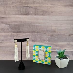 White Beaded Tassel Gita Stella and Dot Earring